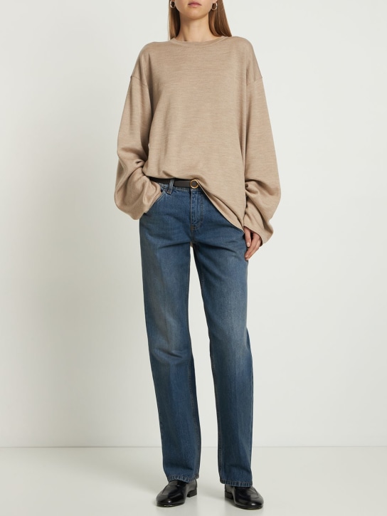 The Row: Maglia Naso in melange di jersey e lana - Beige - women_1 | Luisa Via Roma