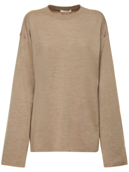 The Row: Maglia Naso in melange di jersey e lana - Beige - women_0 | Luisa Via Roma