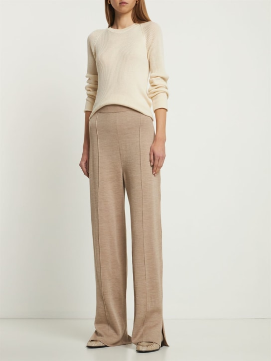 The Row: Egle wool & silk blend jersey sweatpants - Bej - women_1 | Luisa Via Roma