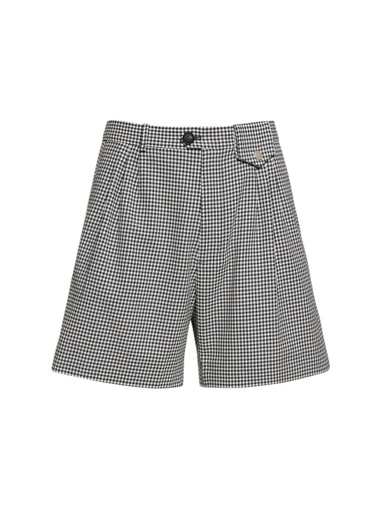 EGONlab: Houndstooth cotton shorts - Siyah/Beyaz - men_0 | Luisa Via Roma