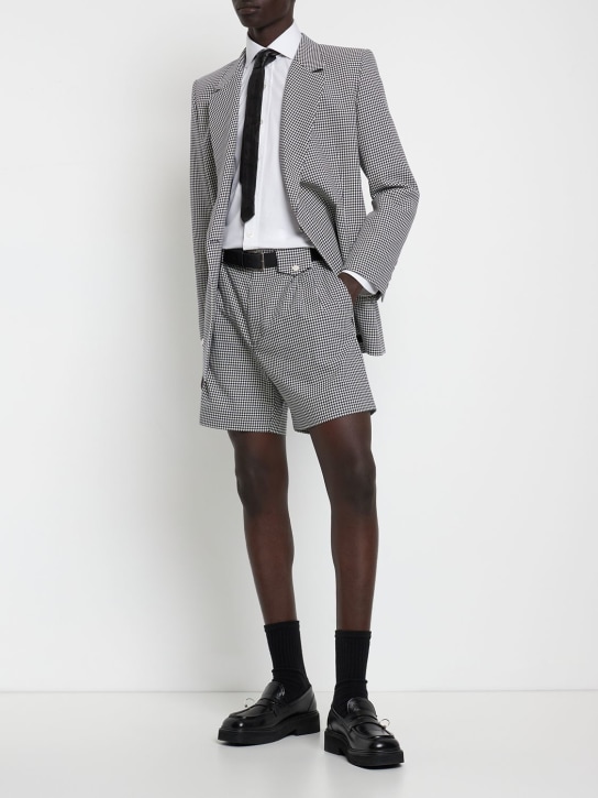 EGONlab: Houndstooth cotton shorts - Siyah/Beyaz - men_1 | Luisa Via Roma