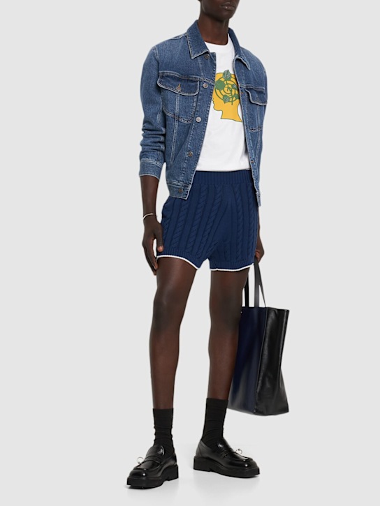 EGONlab: Shorts de punto de algodón - Azul/Multicolor - men_1 | Luisa Via Roma
