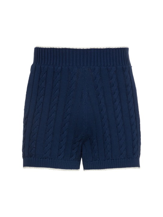 EGONlab: Cotton knit bunny shorts - Mavi/Renkli - men_0 | Luisa Via Roma