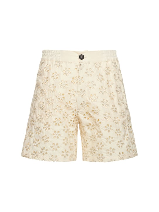 EGONlab: Elastic cotton shorts - Beige - men_0 | Luisa Via Roma
