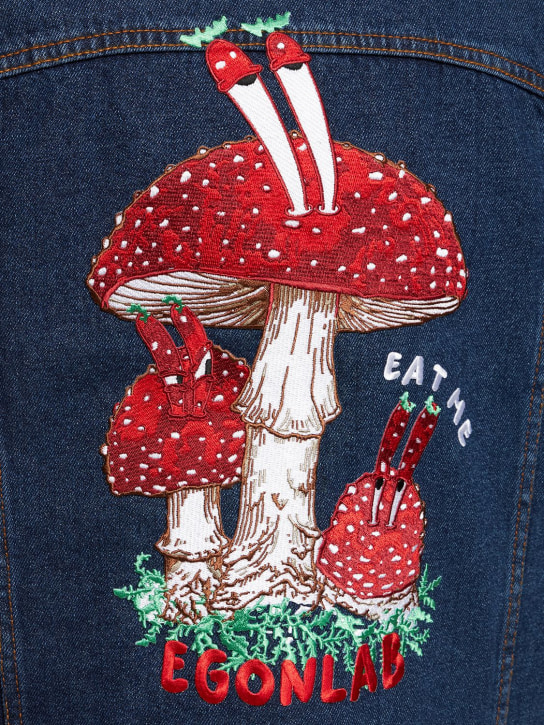 EGONlab: Eat Me embroidered cotton denim jacket - Mavi - men_1 | Luisa Via Roma