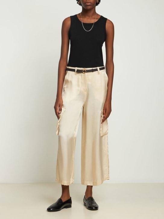 ASPESI: Satin cargo mid rise wide pants - women_1 | Luisa Via Roma