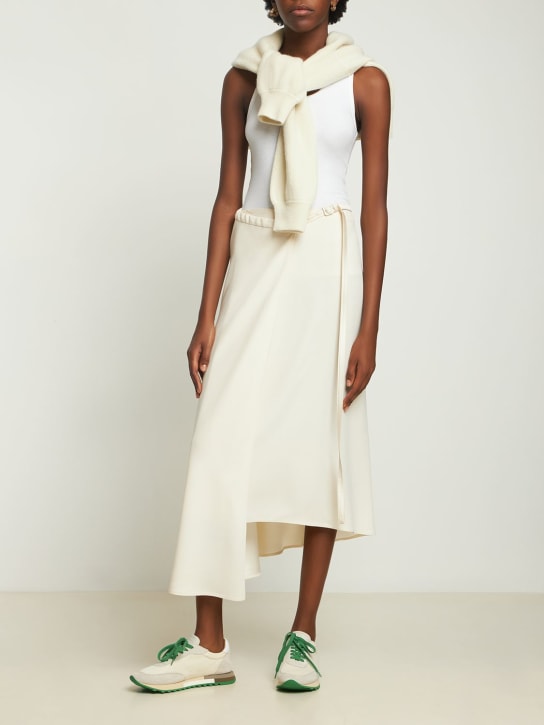 ASPESI: Jupe midi asymétrique en satin envers - Natural - women_1 | Luisa Via Roma