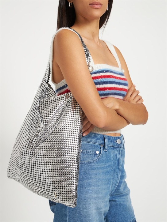 Rabanne: Medium Pixel mesh shoulder bag - Silver - women_1 | Luisa Via Roma