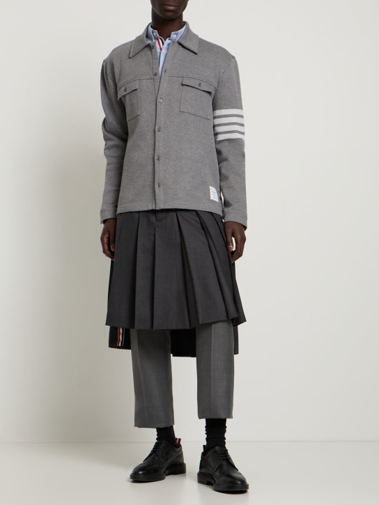 Thom Browne: Giacca in jersey di cotone con strisce - men_1 | Luisa Via Roma