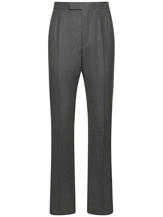 Thom Browne: Wool straight pants - Med Grey - men_0 | Luisa Via Roma
