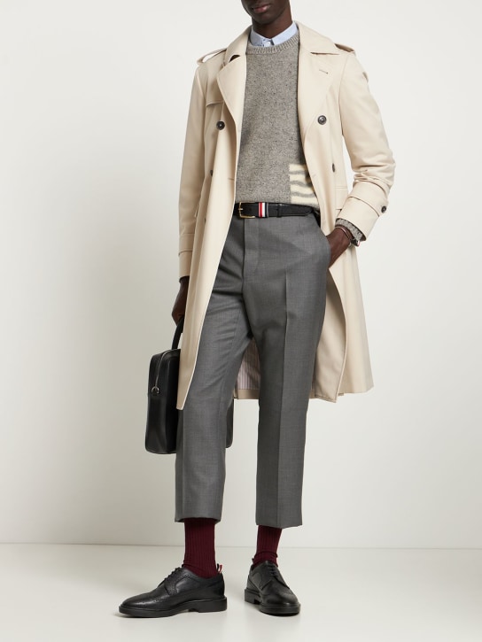 Thom Browne: Wool straight pants - Med Grey - men_1 | Luisa Via Roma
