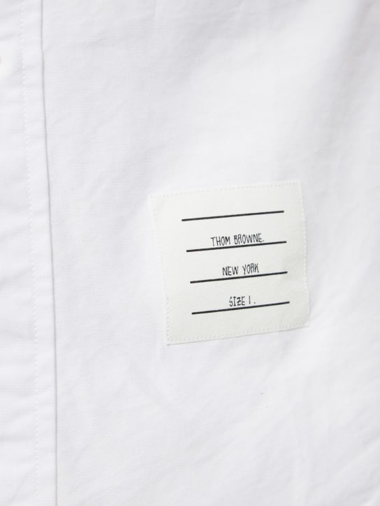 Thom Browne: Cotton oxford shirt w/ satin 4 bar - men_1 | Luisa Via Roma