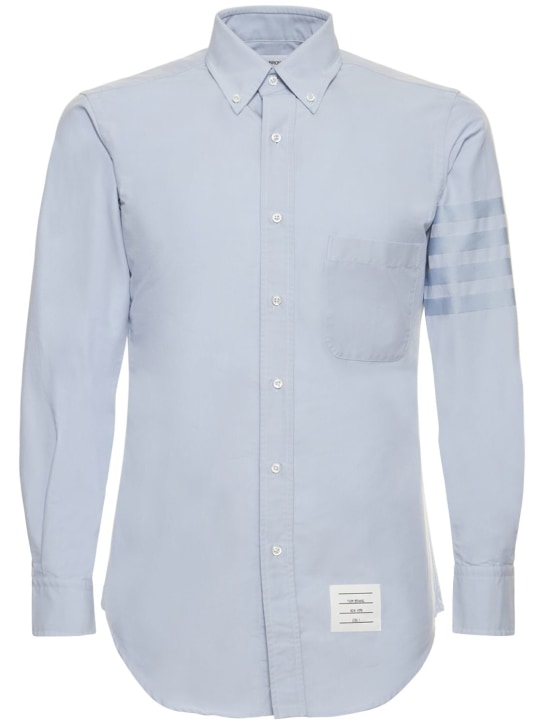 Thom Browne: Cotton oxford shirt w/ satin 4 bar - men_0 | Luisa Via Roma