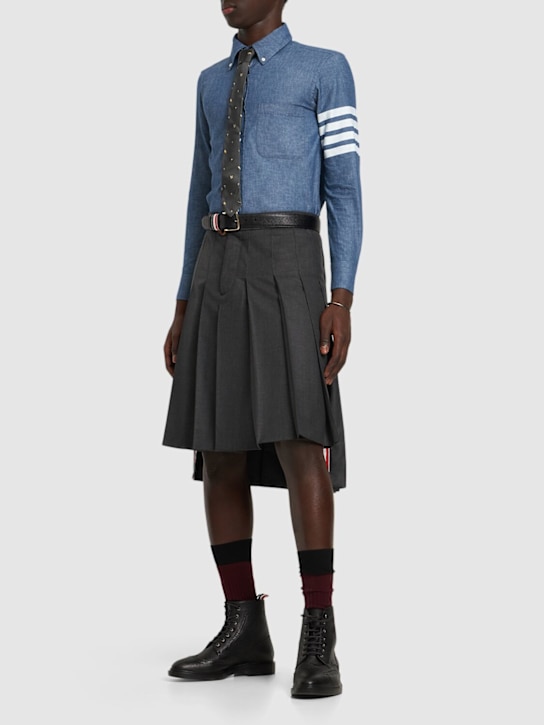 Thom Browne: Straight fit chambray shirt - men_1 | Luisa Via Roma