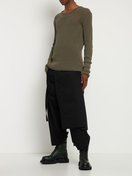 Dion Lee: Tricot cotton crewneck sweater - Military Green - men_1 | Luisa Via Roma