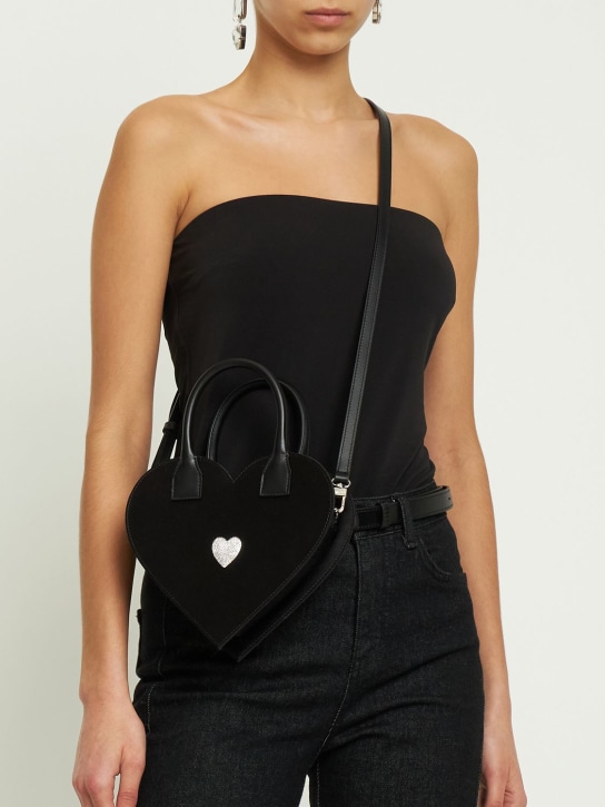 Mach & Mach: Borsa a forma di cuore in raso - Nero - women_1 | Luisa Via Roma
