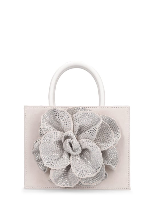 Mach & Mach: Flower satin & crystal top handle bag - White - women_0 | Luisa Via Roma