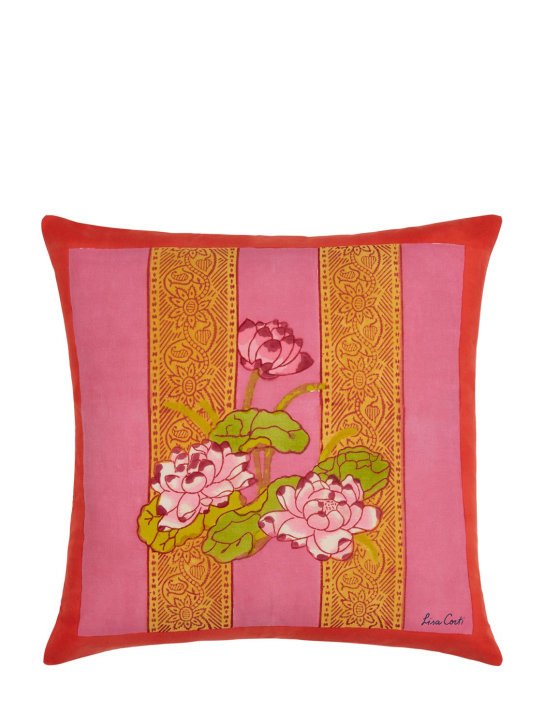 LISA CORTI: Tea Flower Redorange pillow - Red/Orange - ecraft_0 | Luisa Via Roma
