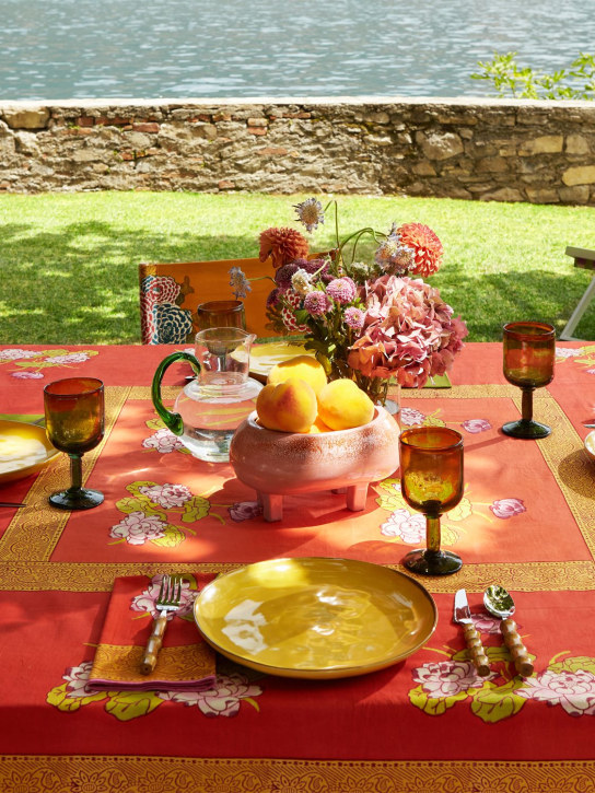 LISA CORTI: Tea Flower Redorange tablecloth - Red/Orange - ecraft_1 | Luisa Via Roma