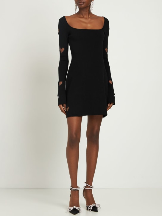Mach & Mach: Heart cutout viscose blend mini dress - Black - women_1 | Luisa Via Roma