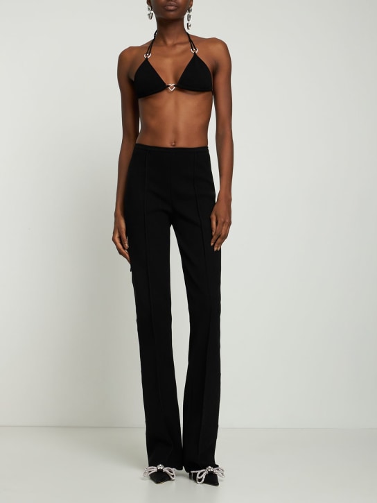 Mach & Mach: Stretch rib knit triangle top - Black - women_1 | Luisa Via Roma