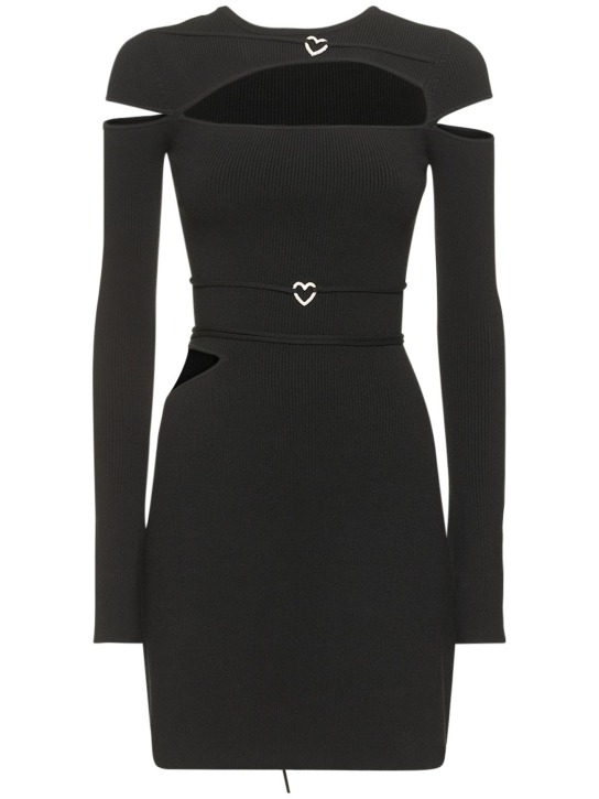 Mach & Mach: Nicole rib knit cutout mini dress - Black - women_0 | Luisa Via Roma