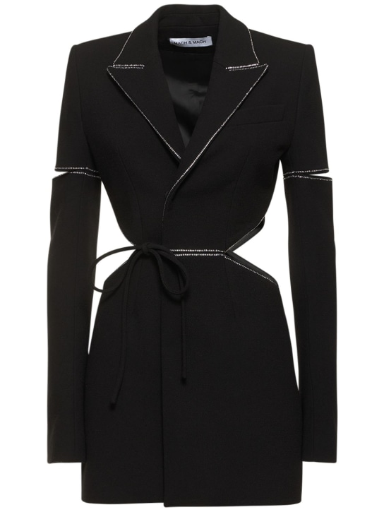 Mach & Mach: Wool cutout blazer mini dress - Siyah - women_0 | Luisa Via Roma