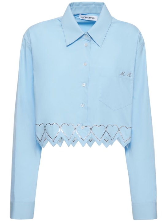 Mach & Mach: Camisa corta de algodón - Azul Claro - women_0 | Luisa Via Roma