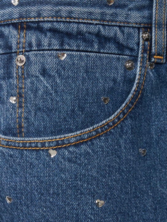 Mach & Mach: Jeans de denim de algodón decorados - Azul - women_1 | Luisa Via Roma