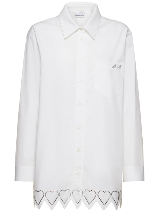 Mach & Mach: Camisa oversize de popelina de algodón - Blanco - women_0 | Luisa Via Roma