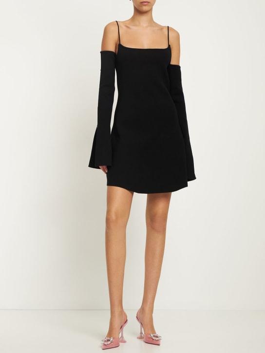 Mach & Mach: Robe courte ajourée embellie Amelie - Noir - women_1 | Luisa Via Roma