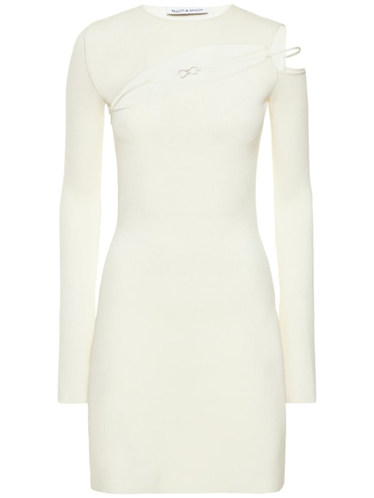 Mach & Mach: Georgia粘胶纤维罗纹针织迷你连衣裙 - 象牙色 - women_0 | Luisa Via Roma