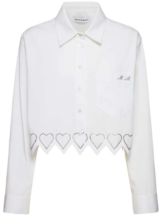 Mach & Mach: Cropped shirt w/ heart trim - White - women_0 | Luisa Via Roma