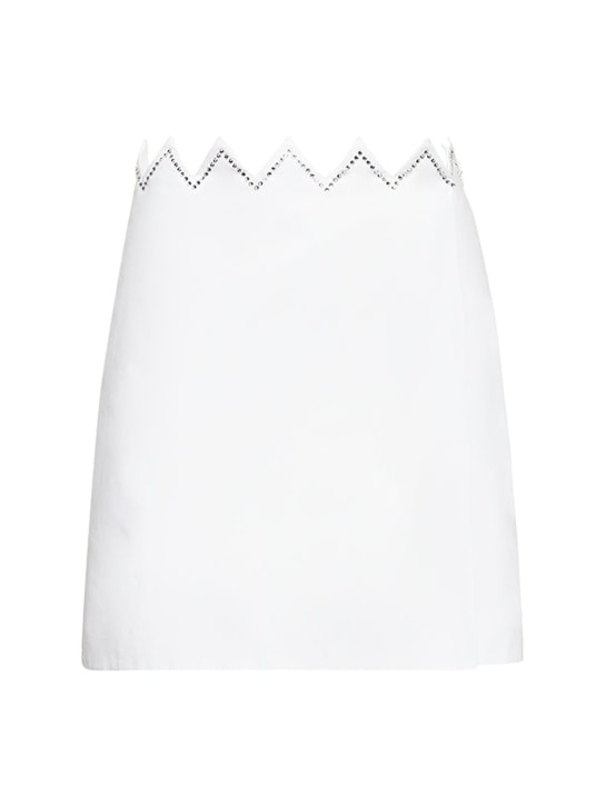Mach & Mach: Jupe courte en popeline de coton embelli - Blanc - women_0 | Luisa Via Roma
