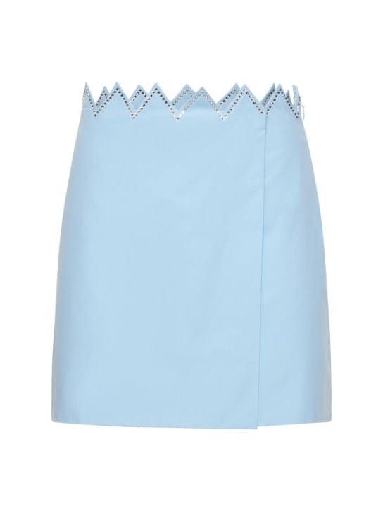 Mach & Mach: Minigonna in popeline di cotone con decorazioni - Celeste - women_0 | Luisa Via Roma