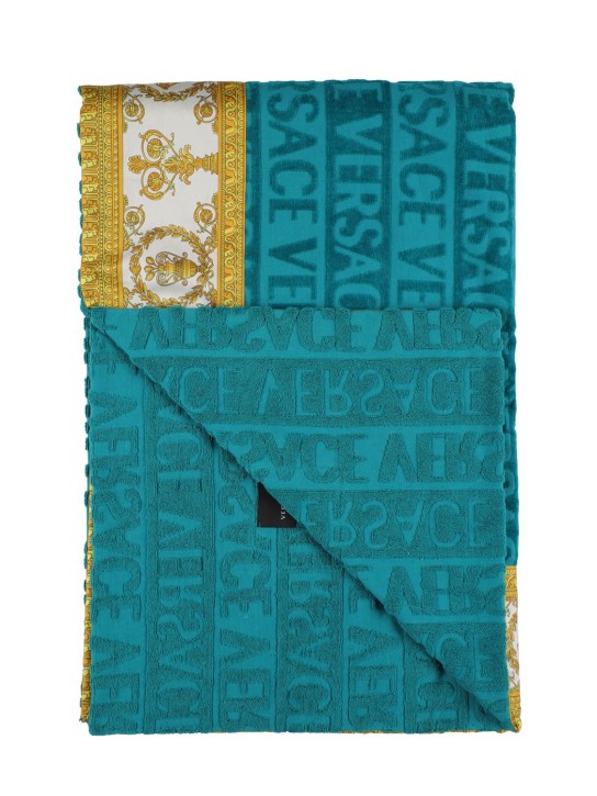 Versace: Barocco & Robe printed beach towel - Capri Blue - men_1 | Luisa Via Roma