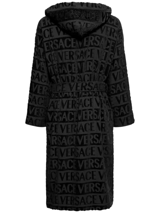 Versace: Crystal hooded bath robe - Black - ecraft_1 | Luisa Via Roma