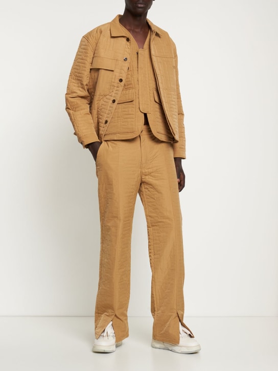 Honor the Gift: Quilted pants w/ logo - Khaki - men_1 | Luisa Via Roma