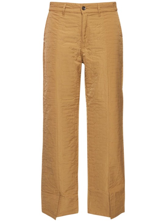 Honor the Gift: Quilted pants w/ logo - Khaki - men_0 | Luisa Via Roma