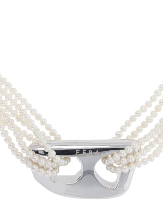 EÉRA: Stone silver & pearl collar necklace - Pearl/Silver - women_1 | Luisa Via Roma