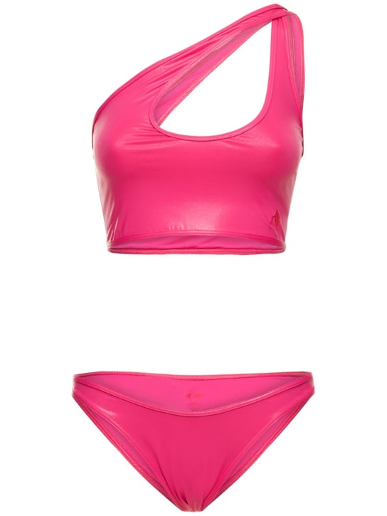 The Attico: Wet jersey one-shoulder bikini - Fuchsie - women_0 | Luisa Via Roma