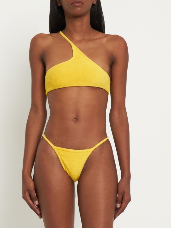 The Attico: Terry cloth one-shoulder bikini - Yellow - women_1 | Luisa Via Roma