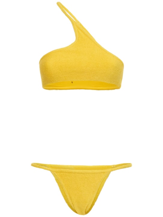 The Attico: Terry cloth one-shoulder bikini - Gelb - women_0 | Luisa Via Roma