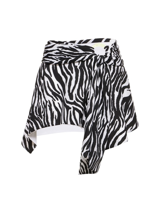 The Attico: Zebra printed mini skirt w/ ring - Siyah/Beyaz - women_0 | Luisa Via Roma