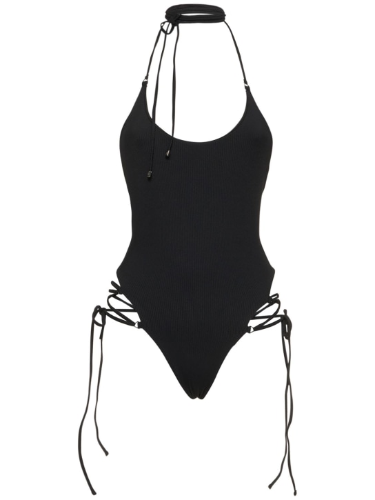 The Attico: Side-ties one piece swimsuit - Siyah - women_0 | Luisa Via Roma