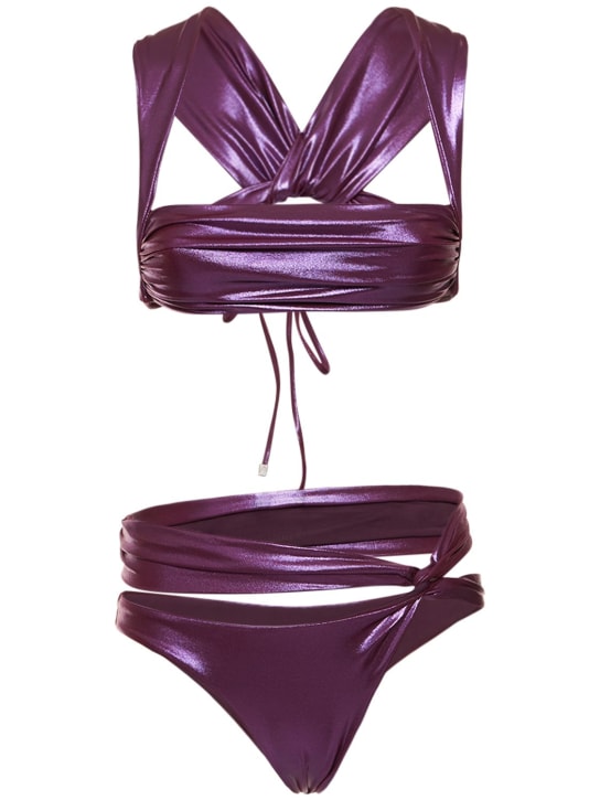 The Attico: Crossed cutout bikini - Purple - women_0 | Luisa Via Roma
