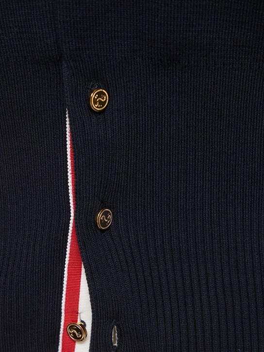 Thom Browne: Classic Milano stitch 4 bar cardigan - Navy - women_1 | Luisa Via Roma