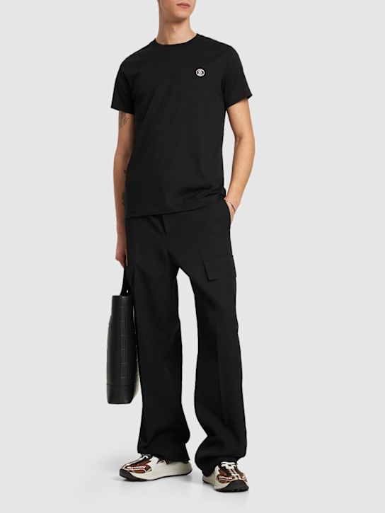 Burberry: T-shirt Parker in jersey di cotone con logo - men_1 | Luisa Via Roma