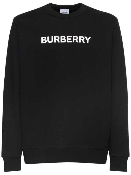Burberry: Sudadera Burlow de jersey de algodón con logo - Negro - men_0 | Luisa Via Roma