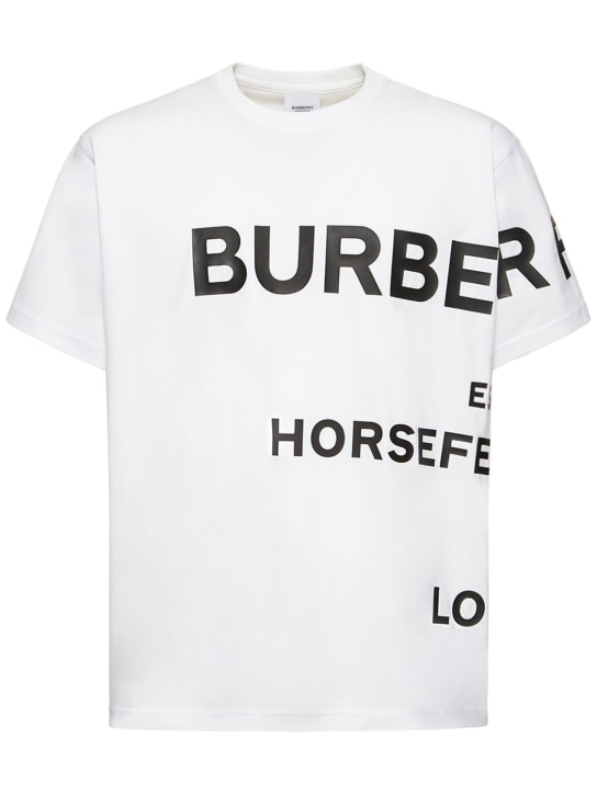 Burberry: T-SHIRT AUS BAUMWOLLE MIT LOGO „HARLFORD“ - Weiß - men_0 | Luisa Via Roma